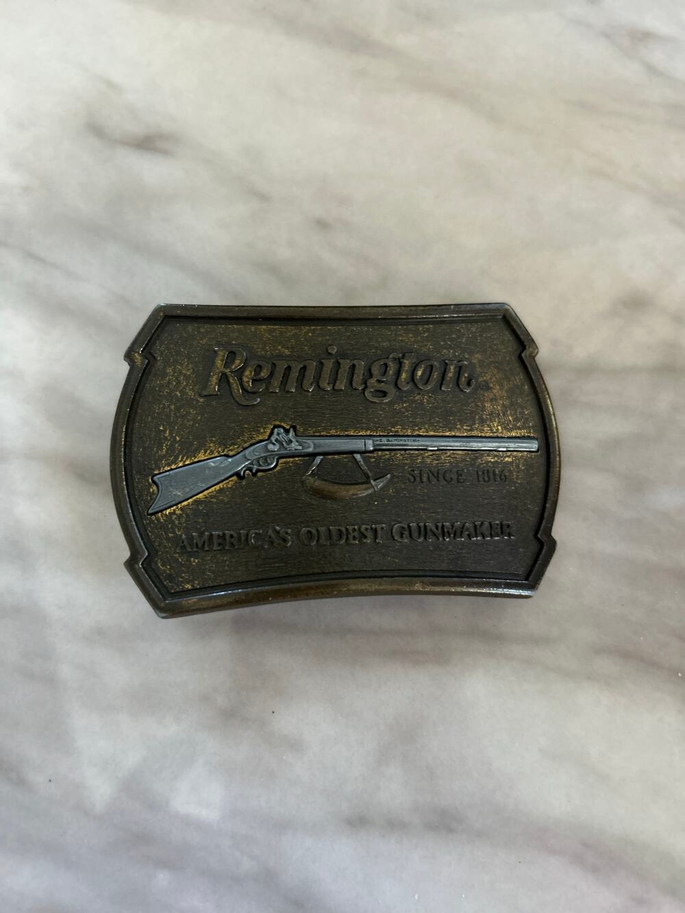 Vintage Remington 1976 Flintlock Rifle 2x3" Metal Belt Buckle